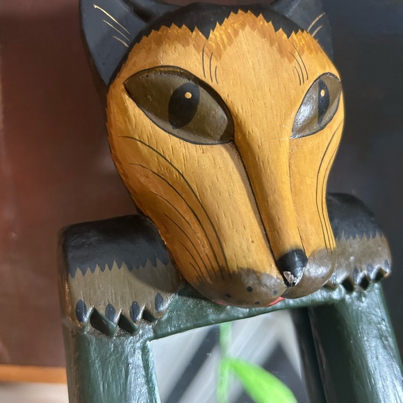 Handcrafted Fox Mirror with Green Frame - Picture 7 of 11